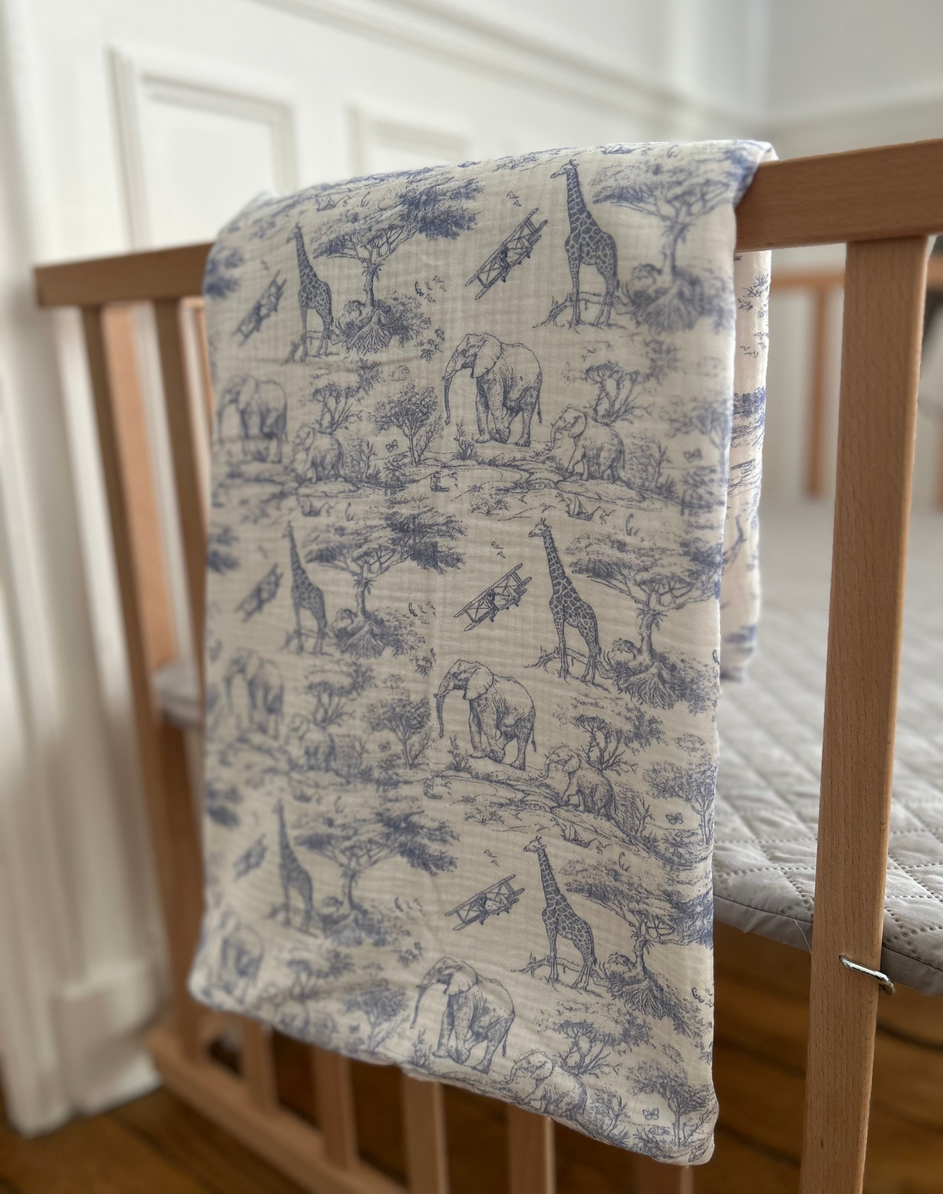 Plaid toile de Jouy - Bleu